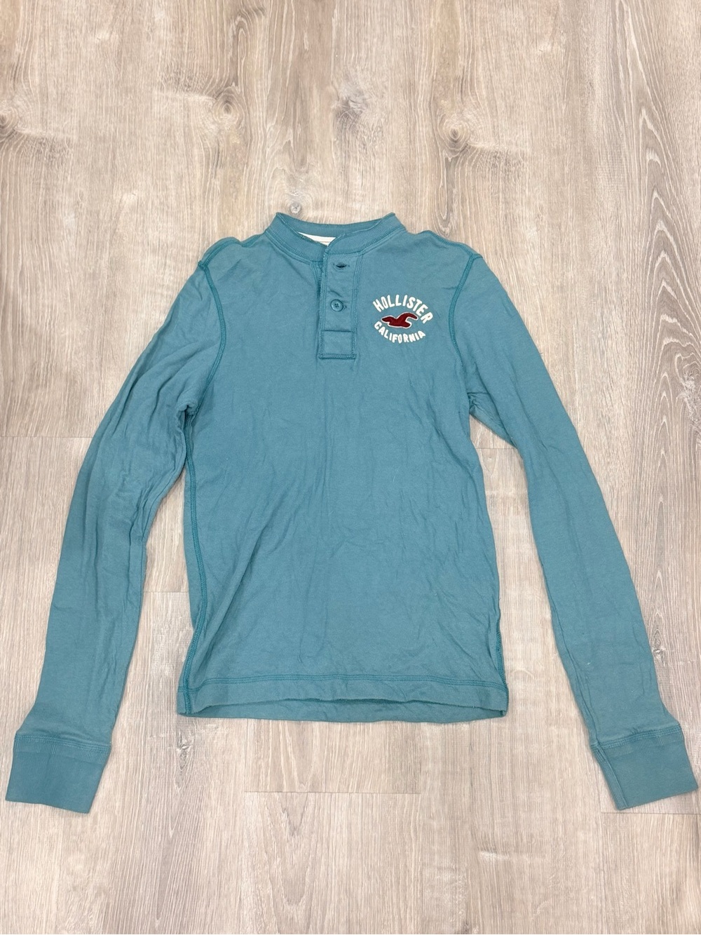 💙 Hollister California Blue Long Sleeve Henley Top Y2K Basic
